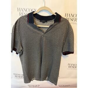 Gucci Men’s XXXL Knit Polo Shirt Made in Italy Geometric Cotton